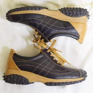 Bakers leather lace-up sneakers in black and tan